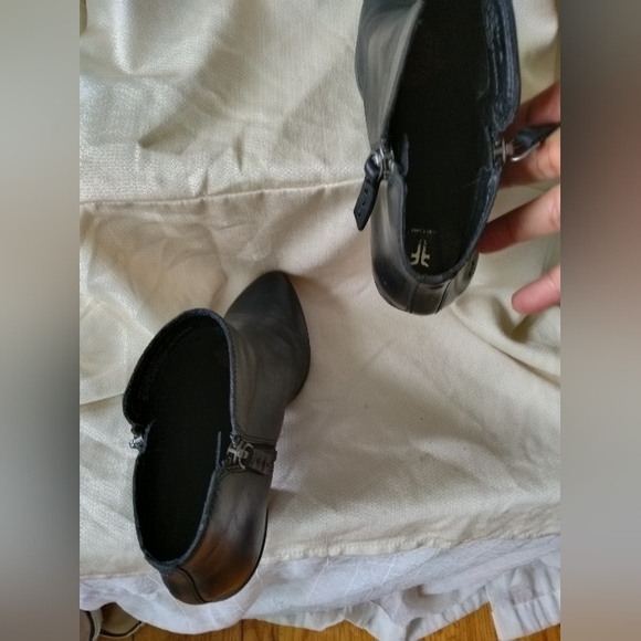 Frye women's double zipper ankle BROWN leather business casual short booties - Picture 5 of 10